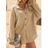 imageDokotoo Womens Waffle Knit Shacket Jacket Casual Long Sleeve Button Down Shirts Dressy Blouses Tops
