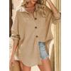 imageDokotoo Womens Waffle Knit Shacket Jacket Casual Long Sleeve Button Down Shirts Dressy Blouses Tops