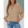 imageDokotoo Womens Waffle Knit Tops 2025 Dressy Casual Button Shirts Long Sleeve V Neck Blouses Basic TeeApricot