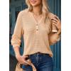 imageDokotoo Womens Waffle Knit Tops 2025 Dressy Casual Button Shirts Long Sleeve V Neck Blouses Basic TeeBeige