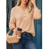 imageDokotoo Womens Waffle Knit Tops 2025 Dressy Casual Button Shirts Long Sleeve V Neck Blouses Basic TeeBeige
