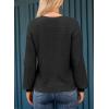imageDokotoo Womens Waffle Knit Tops 2025 Dressy Casual Button Shirts Long Sleeve V Neck Blouses Basic TeeBlack