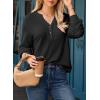 imageDokotoo Womens Waffle Knit Tops 2025 Dressy Casual Button Shirts Long Sleeve V Neck Blouses Basic TeeBlack