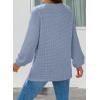 imageDokotoo Womens Waffle Knit Tops 2025 Dressy Casual Button Shirts Long Sleeve V Neck Blouses Basic TeeBlue