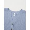 imageDokotoo Womens Waffle Knit Tops 2025 Dressy Casual Button Shirts Long Sleeve V Neck Blouses Basic TeeBlue