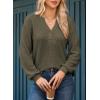 imageDokotoo Womens Waffle Knit Tops 2025 Dressy Casual Button Shirts Long Sleeve V Neck Blouses Basic TeeGreen