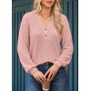 imageDokotoo Womens Waffle Knit Tops 2025 Dressy Casual Button Shirts Long Sleeve V Neck Blouses Basic TeePink