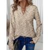 imageDokotoo Womens Waffle Knit Tops V Neck Long Sleeve Shirts Henley Dresy Casual Blouses Fall Outfits 2025Apricot