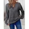 imageDokotoo Womens Waffle Knit Tops V Neck Long Sleeve Shirts Henley Dresy Casual Blouses Fall Outfits 2025Dark Grey