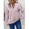 imageDokotoo Womens Waffle Knit Tops V Neck Long Sleeve Shirts Henley Dresy Casual Blouses Fall Outfits 2025Orchid Petal