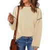 imageDokotoo Sweaters for Women Fashion Solid Crewneck Loose Fit Long Sleeve Contrast Cable Knit Pullover Sweater Jumper TopsBeige