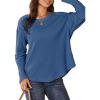 imageDokotoo Womens Oversized 2025 Fall Waffle Knit Tops Crew Neck Long Sleeve Casual Pullover T ShirtsBlue