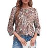 imageDokotoo Womens Shirts 2025 Fashion 34 Length Sleeve T Shirts Cute Crewneck Casual Tops Basic BlousesZ Brown