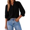 imageDokotoo Womens Tops Blouses for Women Dressy Casual Button Down Shirts V Neck Long Sleeve Shirts Business Work BlousesBlack