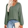 imageDokotoo Womens Tops Fashion V Neck Long Sleeve Tops for Women Fall Outfits for Women 2025 Casual Loose BlousesGreen
