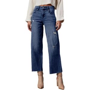 imageDokotoo Womens High Waist Baggy Jeans Wide Leg Casual Petite 2025 8 Points Length Stretch Denim PantsSail Blue