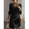 imageDokotoo Fall Wedding Guest Dresses for Women 2025 Trendy V Neck Knit A Line Long Sleeve Dress Sweater DressA1 Black