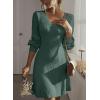 imageDokotoo Fall Wedding Guest Dresses for Women 2025 Trendy V Neck Knit A Line Long Sleeve Dress Sweater DressMist Green