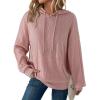 imageDokotoo Hoodies for Women Casual Long Sleeve Textured Knit Loose Drawstring Hooded Sweatshirt with Pocket