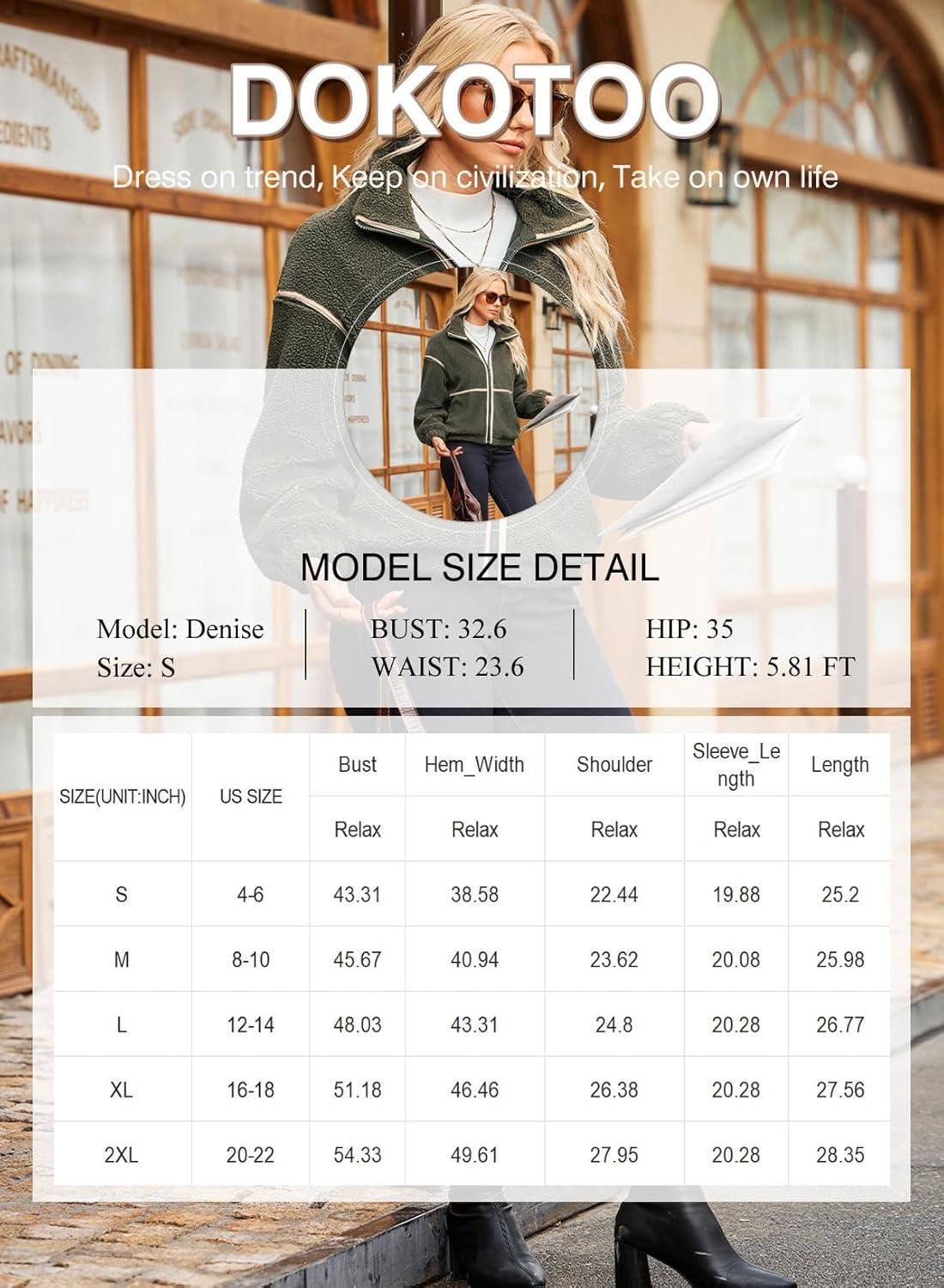 imageDokotoo Womens Coat Casual Lapel Full Zip Fleece Jacket Long Sleeve Oversized Warm Winter Outwear with PocketsBeige