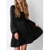 imageDokotoo Dresses for Women 2025 Square Neck Long Sleeve Smocked Dress Flowy Tiered Ruffle Lace Beach DressBlack