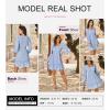 imageDokotoo Dresses for Women 2025 Square Neck Long Sleeve Smocked Dress Flowy Tiered Ruffle Lace Beach DressBlue