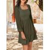 imageDokotoo Dresses for Women 2025 Square Neck Long Sleeve Smocked Dress Flowy Tiered Ruffle Lace Beach DressGreen