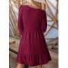 imageDokotoo Dresses for Women 2025 Square Neck Long Sleeve Smocked Dress Flowy Tiered Ruffle Lace Beach DressPurple