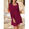 imageDokotoo Dresses for Women 2025 Square Neck Long Sleeve Smocked Dress Flowy Tiered Ruffle Lace Beach DressPurple