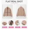 imageDokotoo Womens Coat Casual Lapel Full Zip Fleece Jacket Long Sleeve Oversized Warm Winter Outwear with PocketsBeige