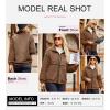 imageDokotoo Womens Coat Casual Lapel Full Zip Fleece Jacket Long Sleeve Oversized Warm Winter Outwear with PocketsBrown