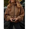 imageDokotoo Womens Coat Casual Lapel Full Zip Fleece Jacket Long Sleeve Oversized Warm Winter Outwear with PocketsBrown