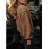 imageDokotoo Womens Coat Casual Lapel Full Zip Fleece Jacket Long Sleeve Oversized Warm Winter Outwear with PocketsBrown
