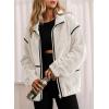 imageDokotoo Womens Coat Casual Lapel Full Zip Fleece Jacket Long Sleeve Oversized Warm Winter Outwear with PocketsWhite