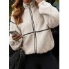 imageDokotoo Womens Coat Casual Lapel Full Zip Fleece Jacket Long Sleeve Oversized Warm Winter Outwear with PocketsWhite