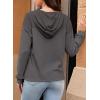 imageDokotoo Womens Hoodies Casual Waffle Knit Long Sleeve Drawstring Pullover Sweatshirts Lightweight Hooded TopsDark Grey