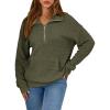 imageDokotoo Womens Quarter Zip Pullover Oversized Sweatshirts Hoodies 2025 Fall Fashion Long Sleeve Sweaters Tops Shirts Outfits Clothes Green XLarge