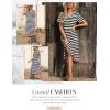 imageDokotoo Summer Dress Casual Womens Fashion Short Sleeve Maxi Dress T Shirt Dress Striped Long Color Block Maxi DressBlack