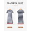 imageDokotoo Summer Dress Casual Womens Fashion Short Sleeve Maxi Dress T Shirt Dress Striped Long Color Block Maxi DressBlue