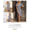imageDokotoo Summer Dress Casual Womens Fashion Short Sleeve Maxi Dress T Shirt Dress Striped Long Color Block Maxi DressBlue