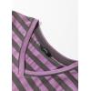 imageDokotoo Summer Dress Casual Womens Fashion Short Sleeve Maxi Dress T Shirt Dress Striped Long Color Block Maxi DressPurple