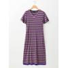imageDokotoo Summer Dress Casual Womens Fashion Short Sleeve Maxi Dress T Shirt Dress Striped Long Color Block Maxi DressPurple
