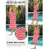 imageDokotoo Summer Dress Casual Womens Fashion Short Sleeve Maxi Dress T Shirt Dress Striped Long Color Block Maxi DressRed