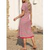 imageDokotoo Summer Dress Casual Womens Fashion Short Sleeve Maxi Dress T Shirt Dress Striped Long Color Block Maxi DressRed
