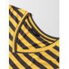 imageDokotoo Summer Dress Casual Womens Fashion Short Sleeve Maxi Dress T Shirt Dress Striped Long Color Block Maxi DressYellow
