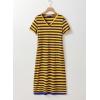 imageDokotoo Summer Dress Casual Womens Fashion Short Sleeve Maxi Dress T Shirt Dress Striped Long Color Block Maxi DressYellow