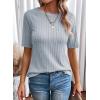 imageDokotoo Womens Tops Trendy Casual 2025 Crew Neck Lightweight Shirts Knit Tunic Basic TShirtA Beau Blue