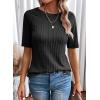 imageDokotoo Womens Tops Trendy Casual 2025 Crew Neck Lightweight Shirts Knit Tunic Basic TShirtA Black