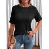 imageDokotoo Womens Tops Trendy Casual 2025 Crew Neck Lightweight Shirts Knit Tunic Basic TShirtA Black