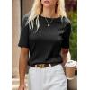 imageDokotoo Womens Tops Trendy Casual 2025 Crew Neck Lightweight Shirts Knit Tunic Basic TShirtA Black